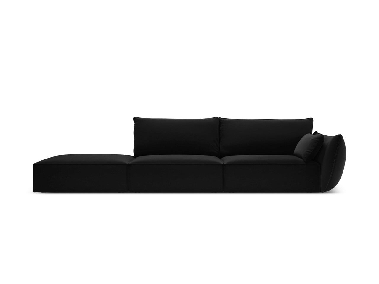 Canapea 4 locuri cotiera stanga, Kaelle, Micadoni Home, BL, 264x110x85 cm, catifea, negru Canapele